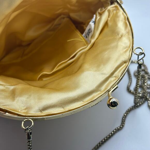 LA REGALE LTD Beaded Kisslock Frame Evening Bag Gold Chain Strap - Picture 9 of 13